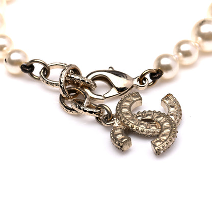 Chanel Graduated Pearl Crystal CC Bracelet Gold 4 of 6