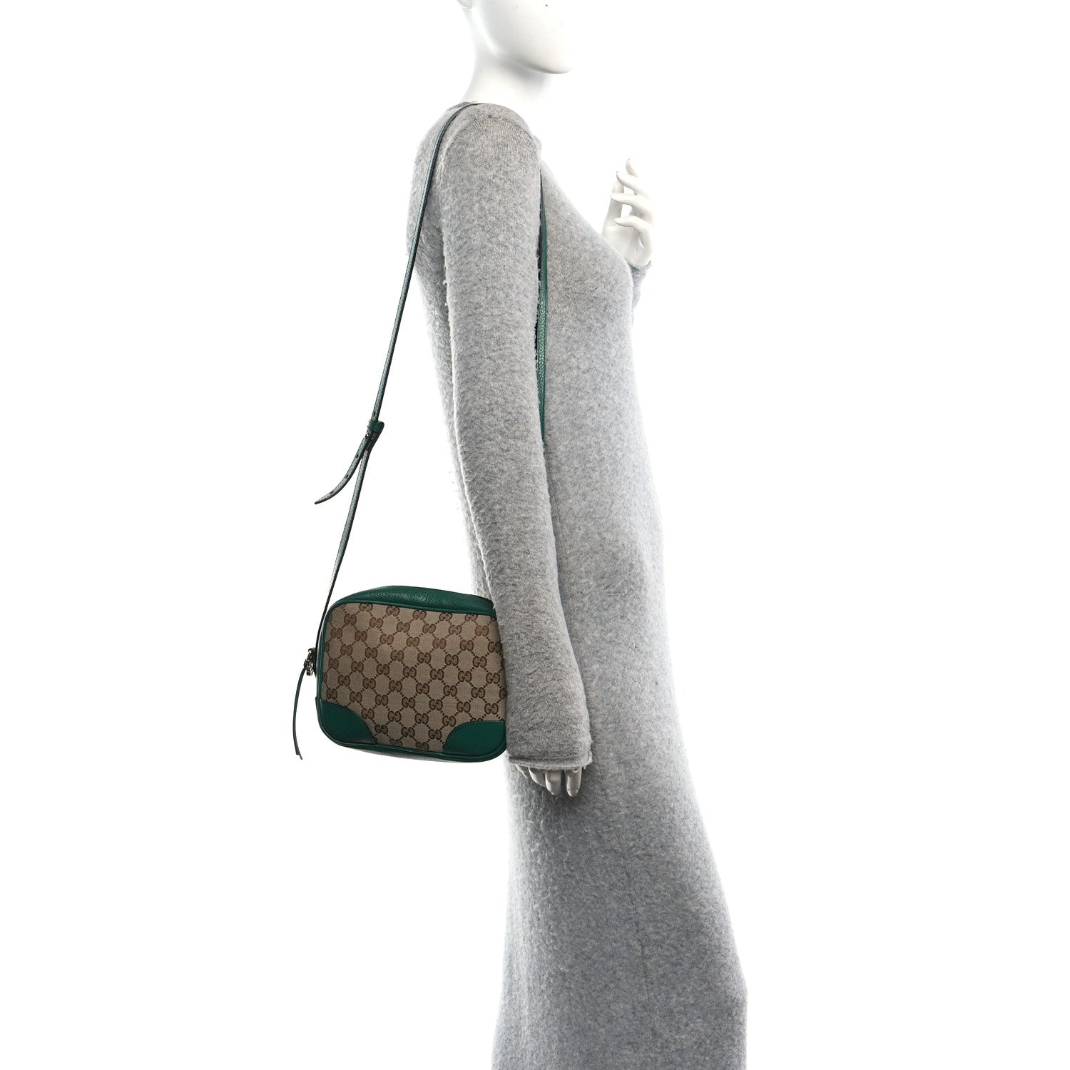 Gucci Monogram Dollar Calfskin Mini Bree Messenger Bag Beige Ebony Emerald 2 of 14