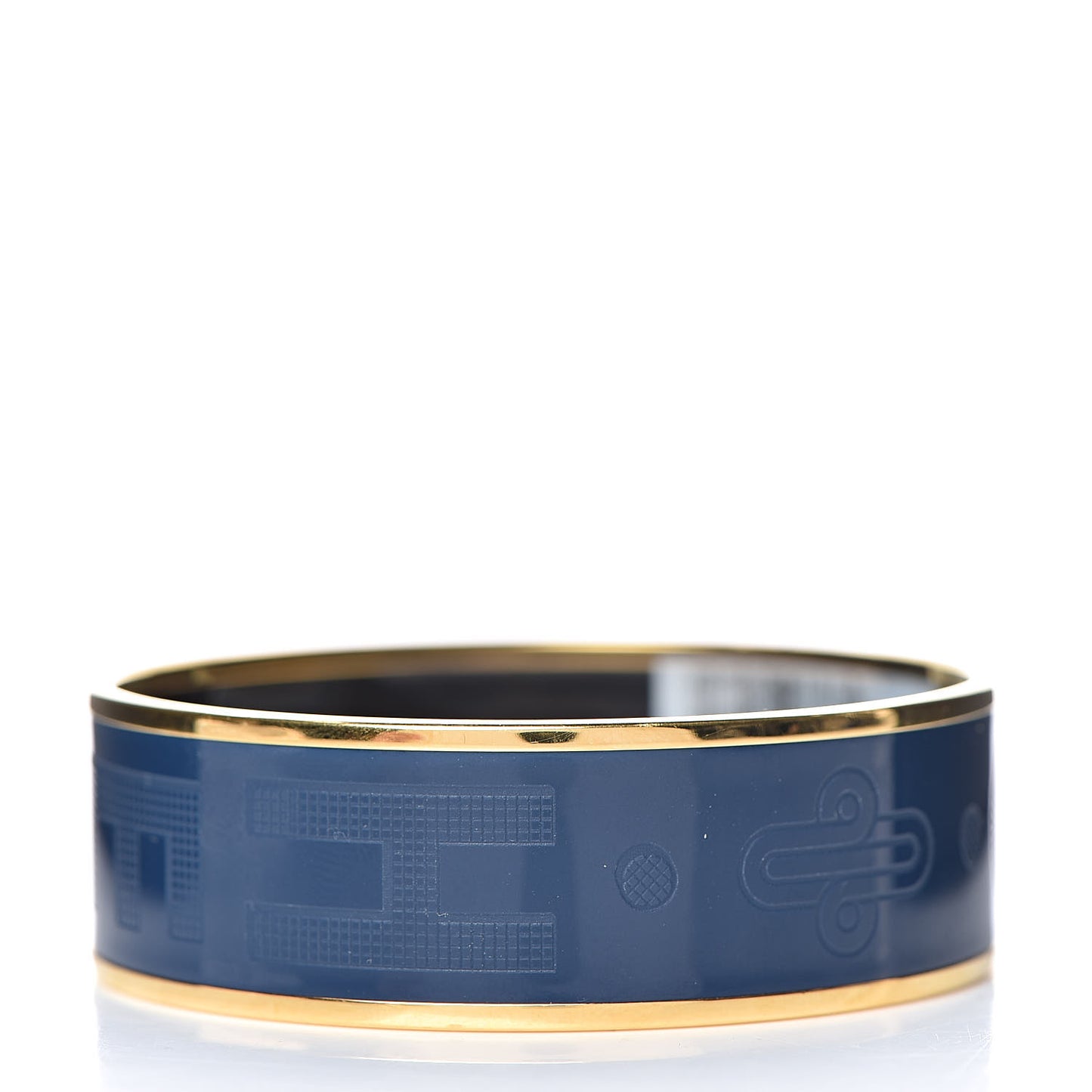 Enamel Wide Printed Sellier Bracelet 65 Bleu De Genes