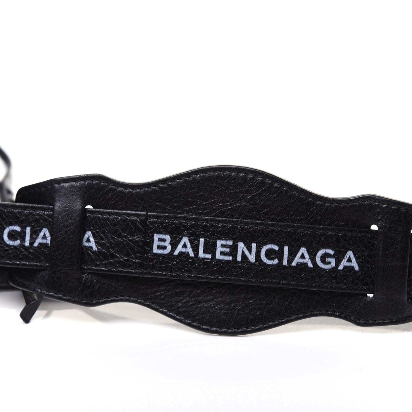 Agneau Classic Silver Hardware S City Logo Strap Black White