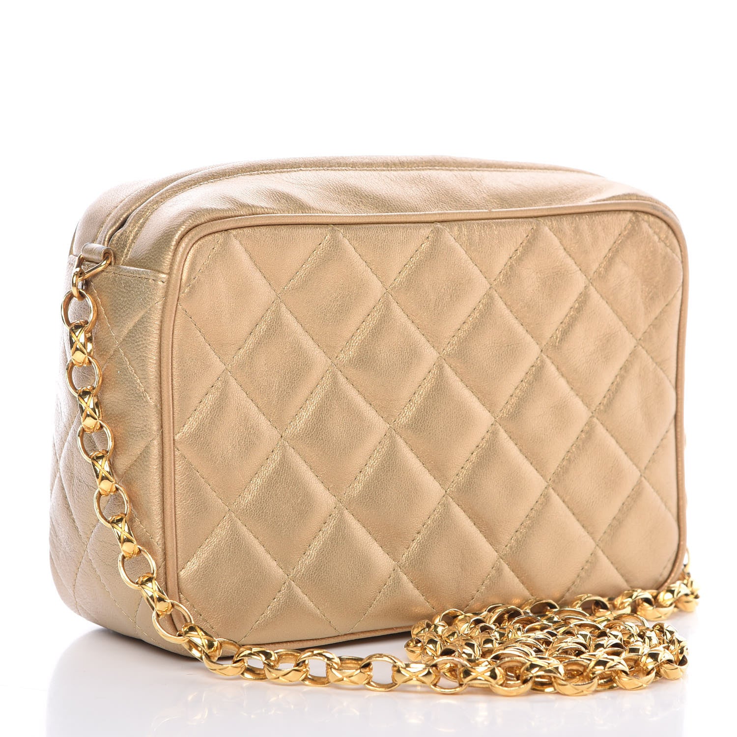 Chanel Metallic Lambskin Quilted Camera Case Gold 3 of 15