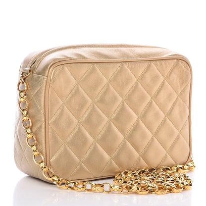 Chanel Metallic Lambskin Quilted Camera Case Gold 3 of 15