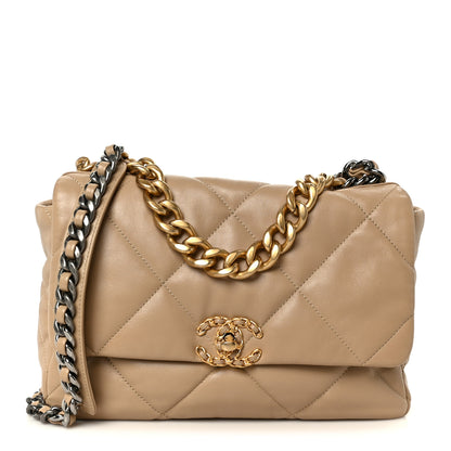 Chanel Lambskin Quilted Large Chanel 19 Flap Beige 1 of 11