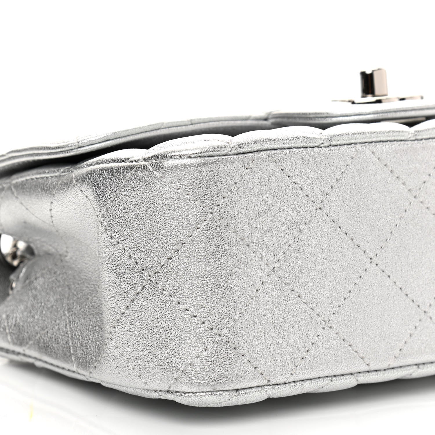 Chanel Metallic Lambskin Quilted Mini Rectangular Flap Silver 9 of 10