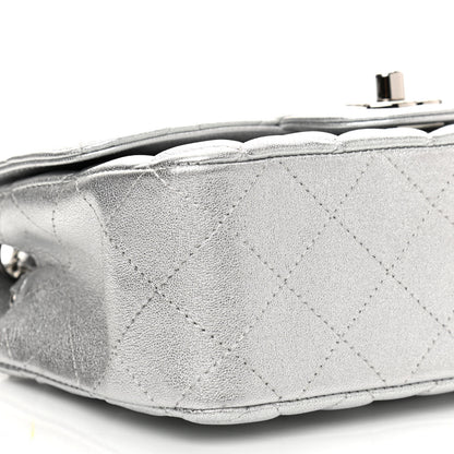 Chanel Metallic Lambskin Quilted Mini Rectangular Flap Silver 9 of 10