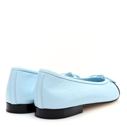 Chanel Lambskin Cap Toe CC Ballerina Flats 38.5 Light Blue Black 4 of 10