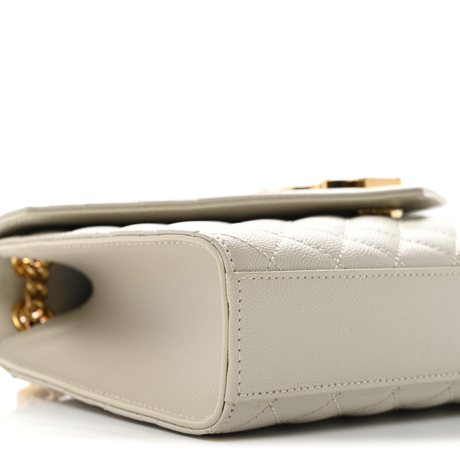 Saint Laurent Grain De Poudre Textured Mixed Matelasse Medium Triquilt Monogram Satchel Crema Soft 10 of 12