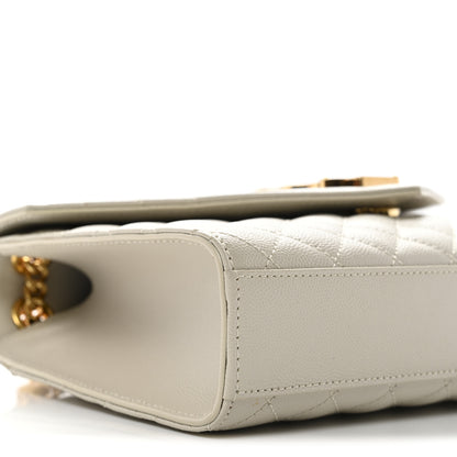 Saint Laurent Grain De Poudre Textured Mixed Matelasse Medium Triquilt Monogram Satchel Crema Soft 10 of 12