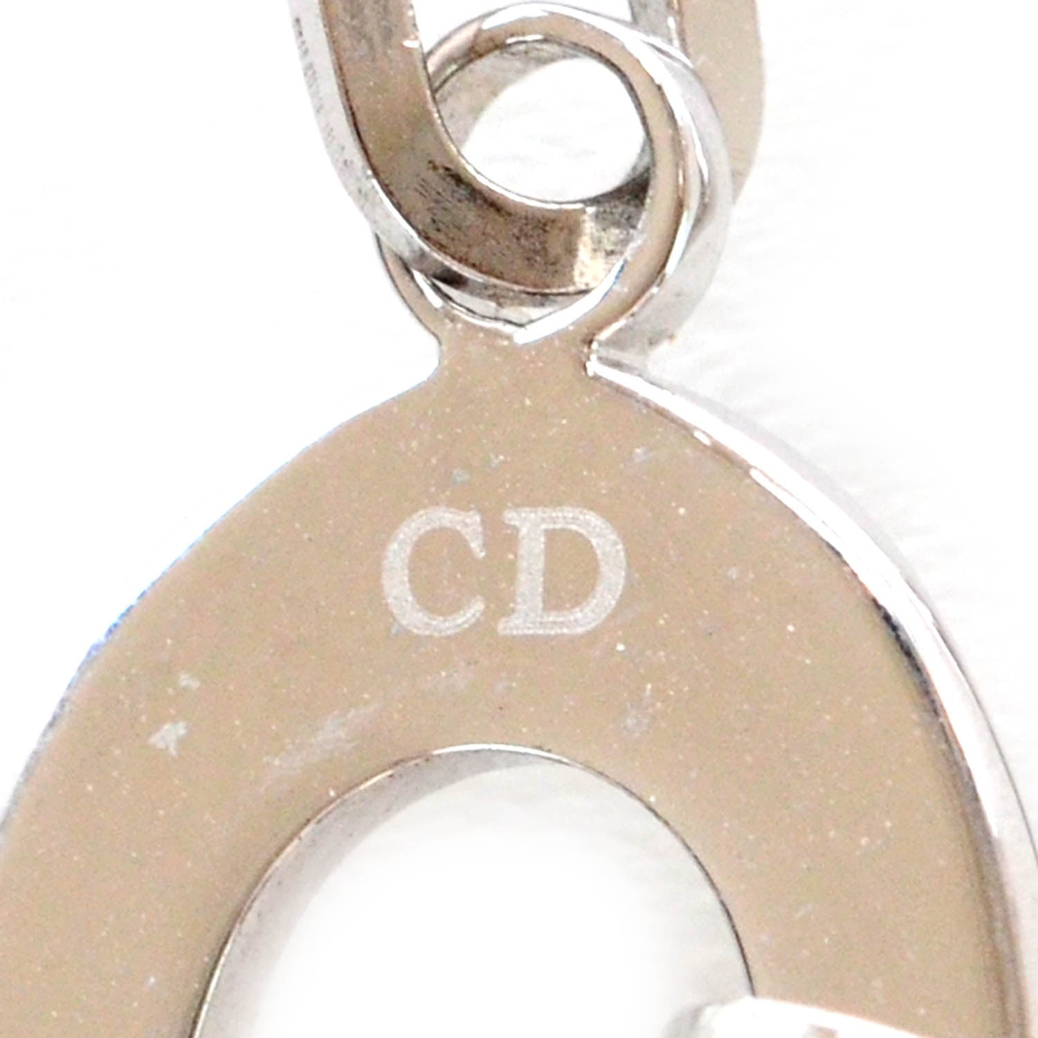 Christian Dior Crystal Logo Dangle Earrings Silver 3 of 5