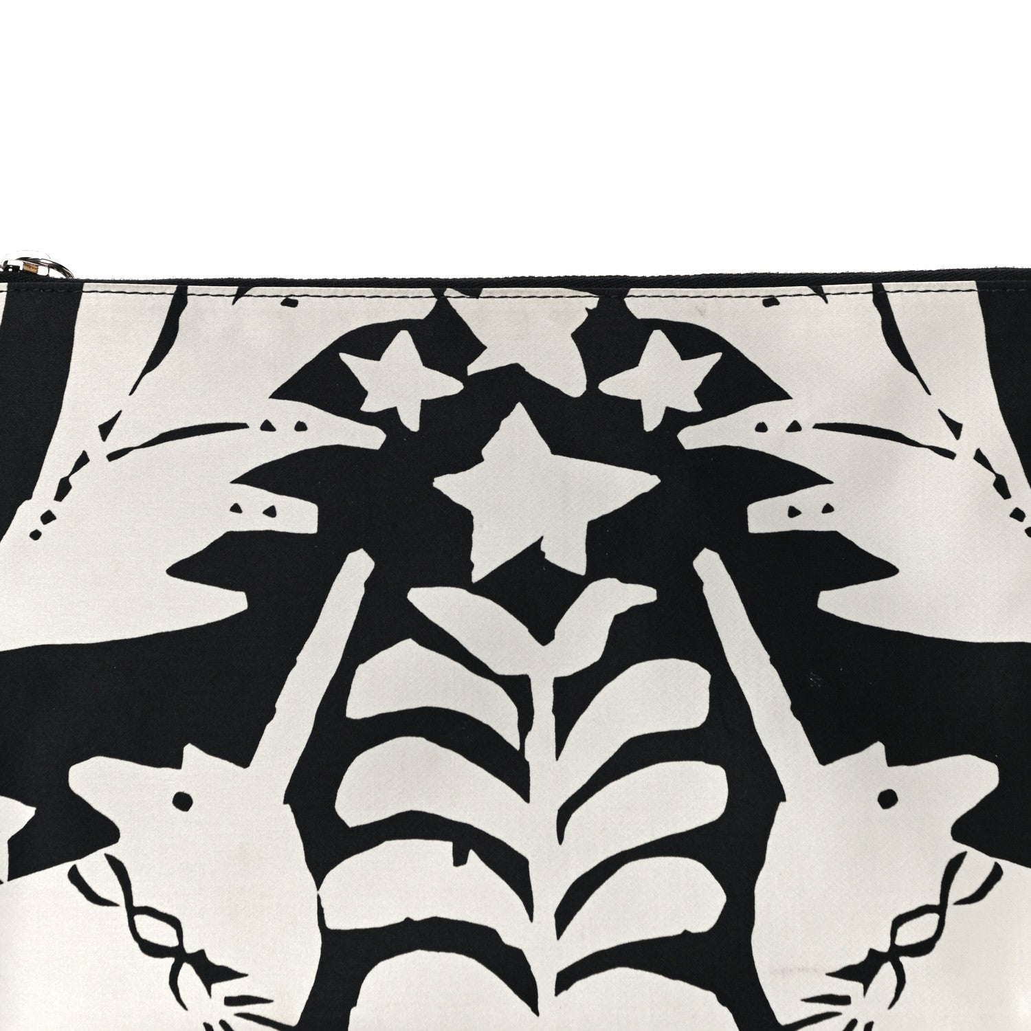 Alexander McQueen Silk Unicorn Print Skull Zip Pouch Black White 8 of 14