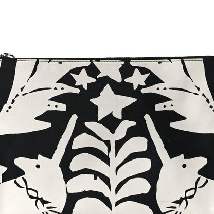 Alexander McQueen Silk Unicorn Print Skull Zip Pouch Black White 8 of 14