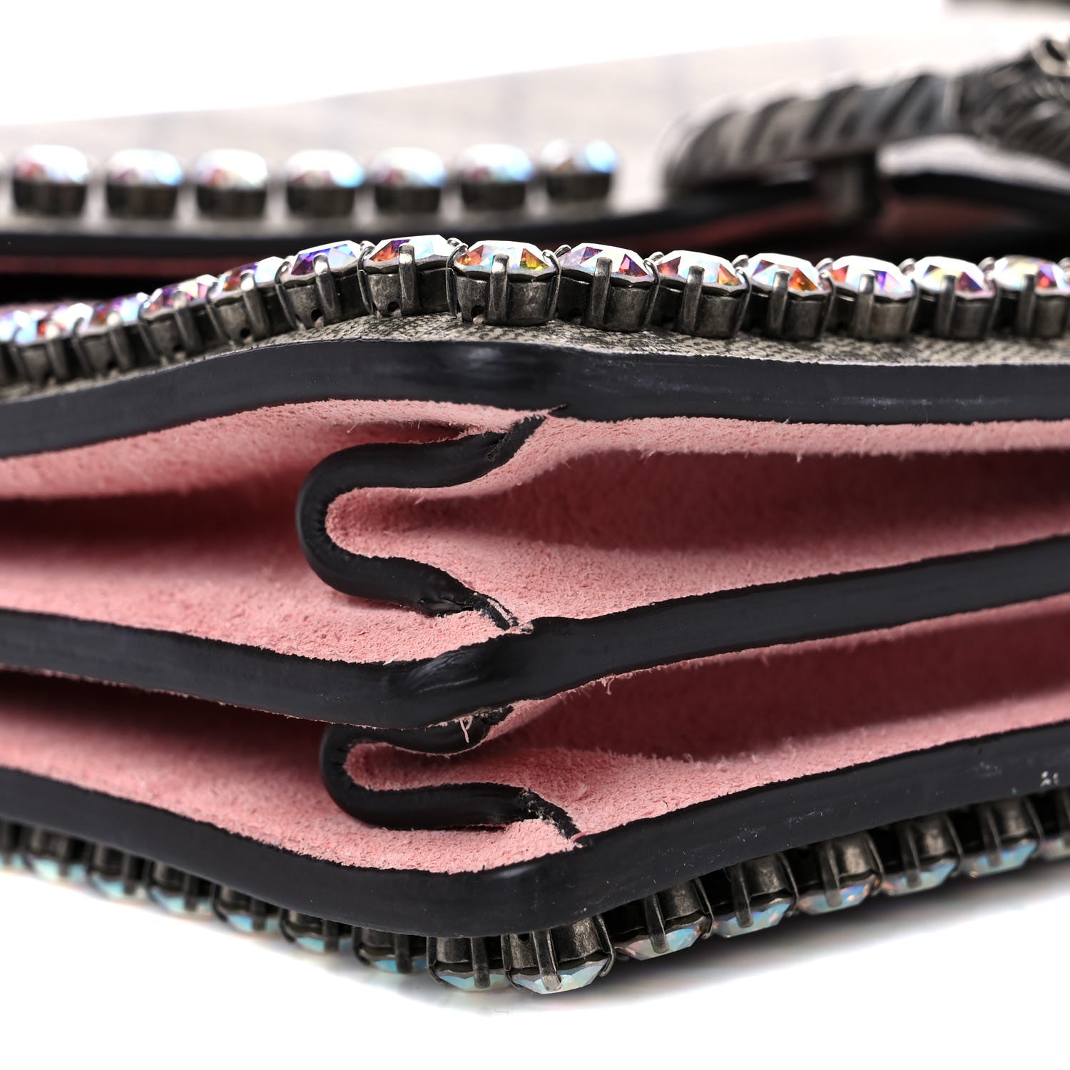 Gucci GG Supreme Monogram Suede Crystal Medium Dionysus Shoulder Bag Beige Ebony Light Peonia 8 of 15