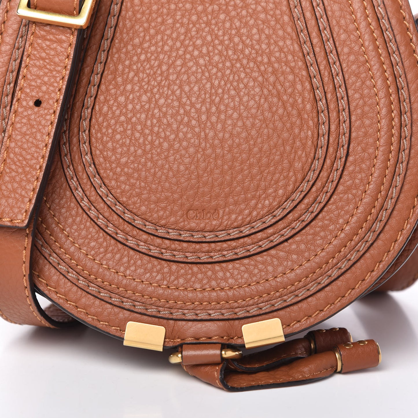 Calfskin Mini Marcie Round Crossbody Bag Tan