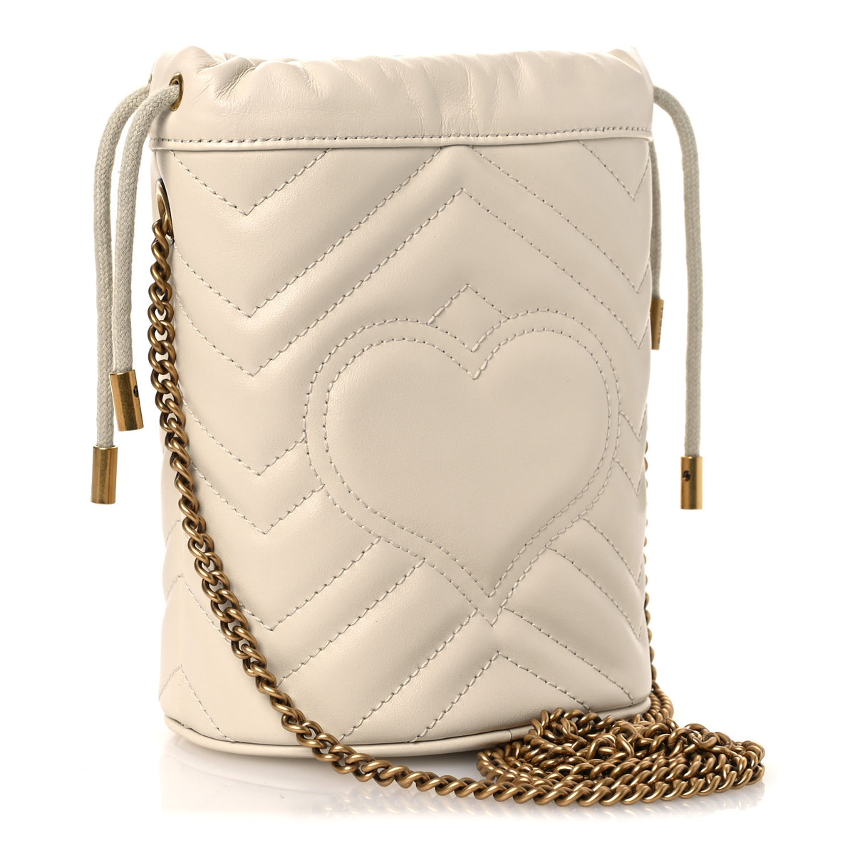 Gucci Calfskin Matelasse Mini GG Marmont 2.0 Bucket Bag White 3 of 10