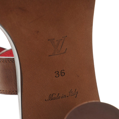 Louis Vuitton Calfskin Monogram Ocean Drive Heeled Sandals 36 Cognac 7 of 9