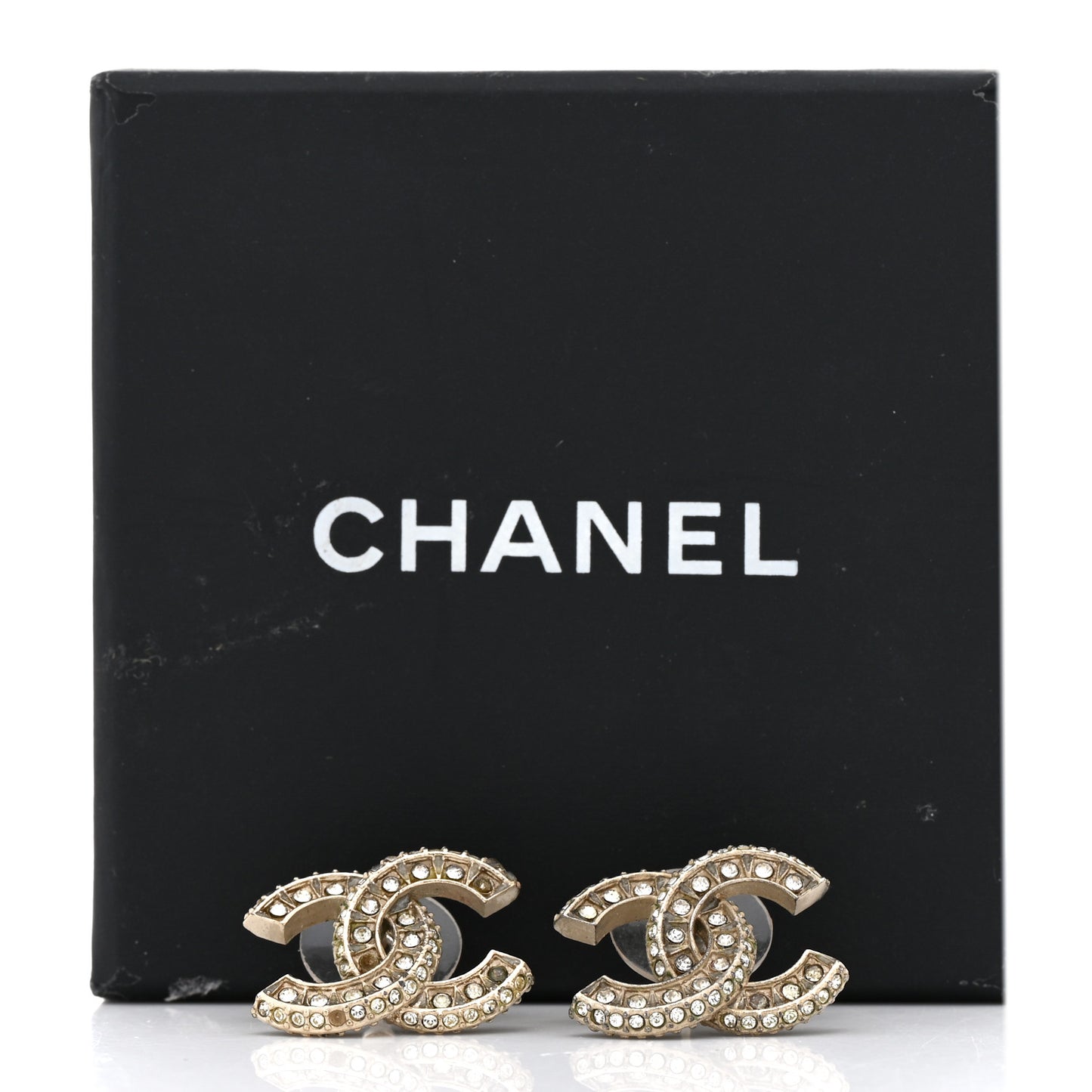 Crystal Timeless CC Earrings Light Gold