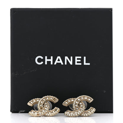 Chanel Crystal Timeless CC Earrings Light Gold 8 of 8