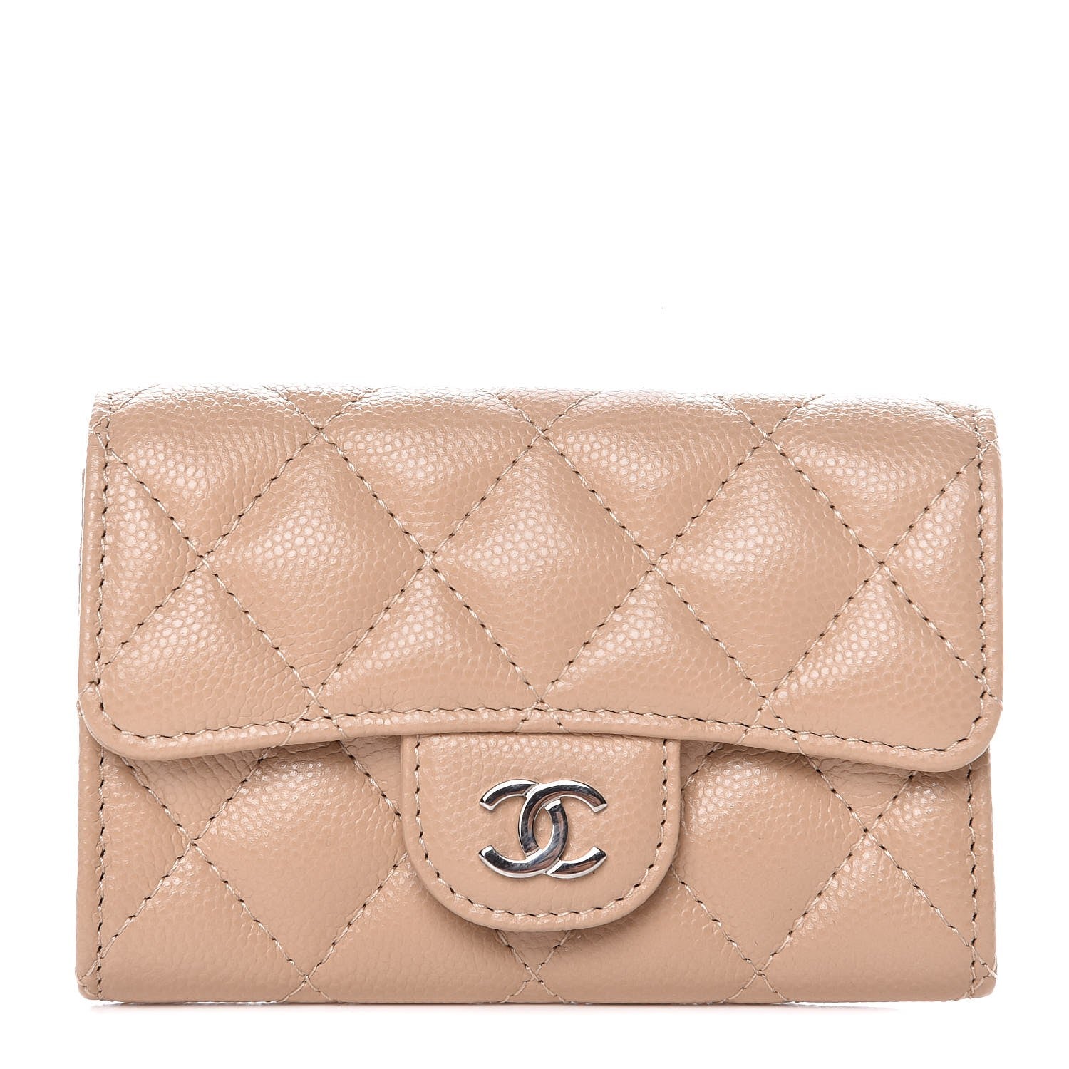 Chanel Caviar Quilted Card Holder Wallet Beige 1 of 9