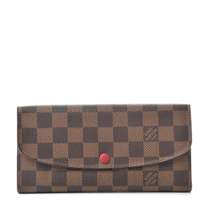 Louis Vuitton Damier Ebene Emilie Wallet Red 1 of 13