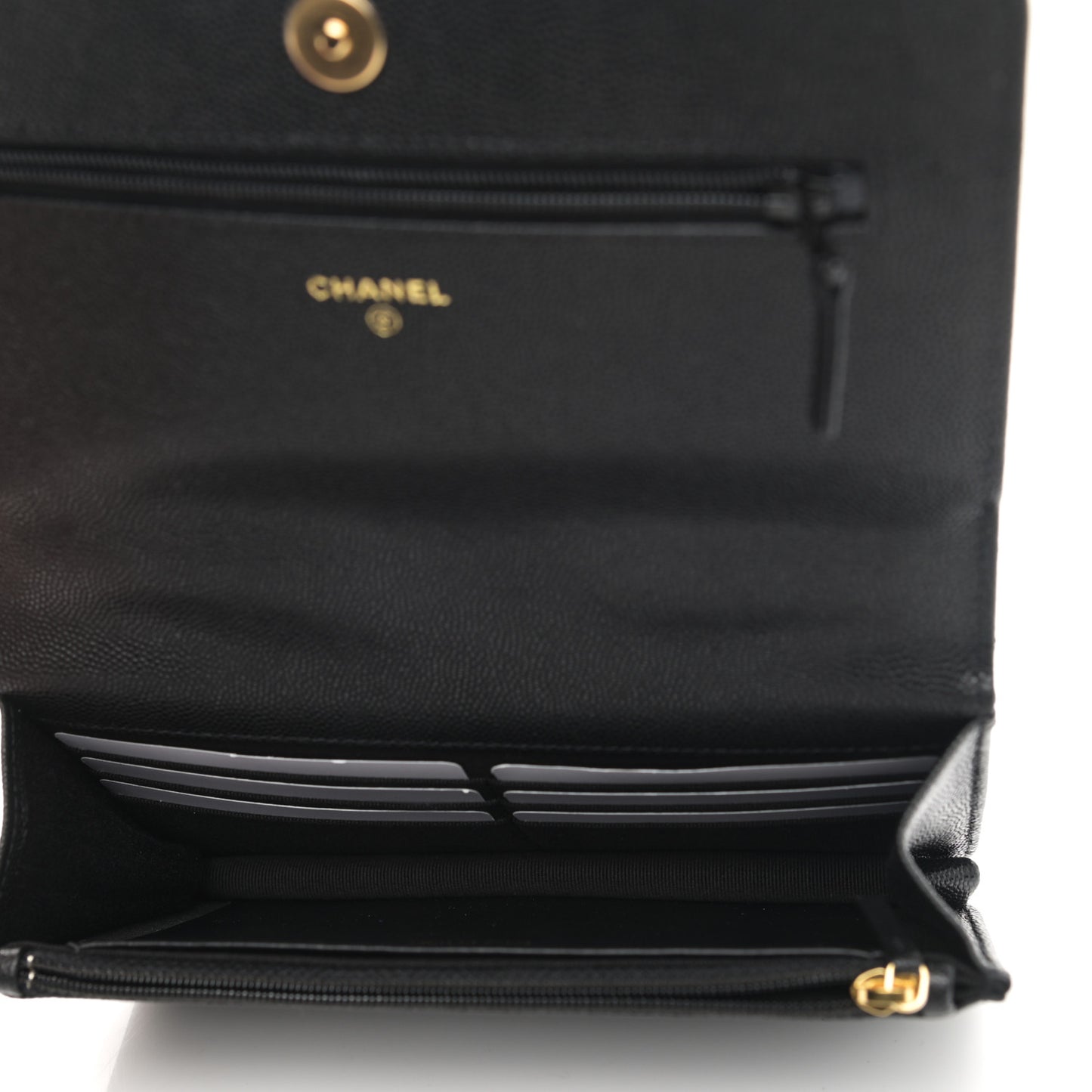 Caviar Quilted Pocket Twins Wallet On Chain WOC Black