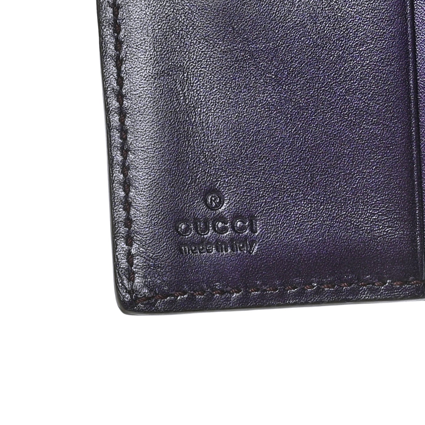 Shine Guccissima French Flap Trademark Wallet Melanzana