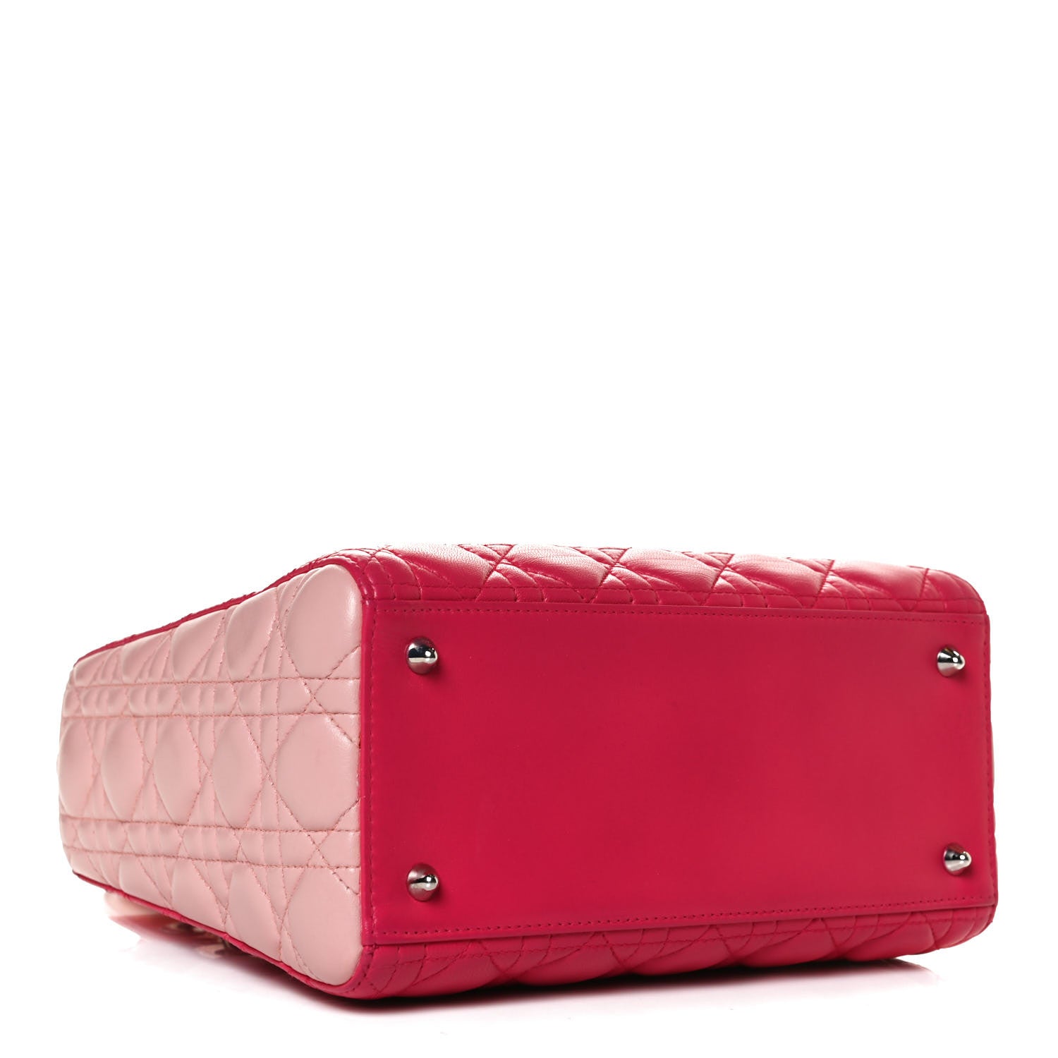 Christian Dior Lambskin Cannage Tri-Color Medium Lady Dior Orange Riviera Fuchsia Cosmopolitan Lipstick Natural 4 of 16
