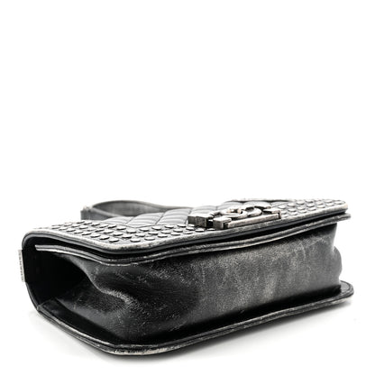 Chanel Faded Calfskin Quilted Small Studded Boy Flap Grey 4 of 12