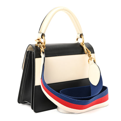 Gucci Calfskin Sylvie Web Small Queen Margaret Top Handle Bag Black White 3 of 10
