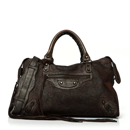 Balenciaga Metallic Craquele Calfskin Classic Hardware City Bronze 2 of 15