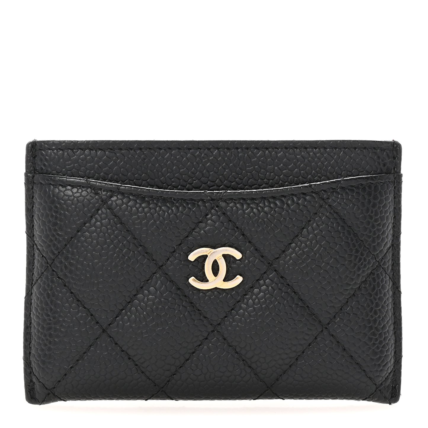 Caviar Quilted Card Holder Black
