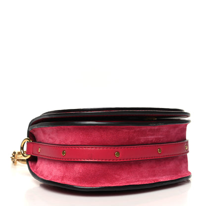 Chloe Calfskin Suede Crocodile Embossed Small Nile Bracelet Bag Crimson Pink 4 of 11