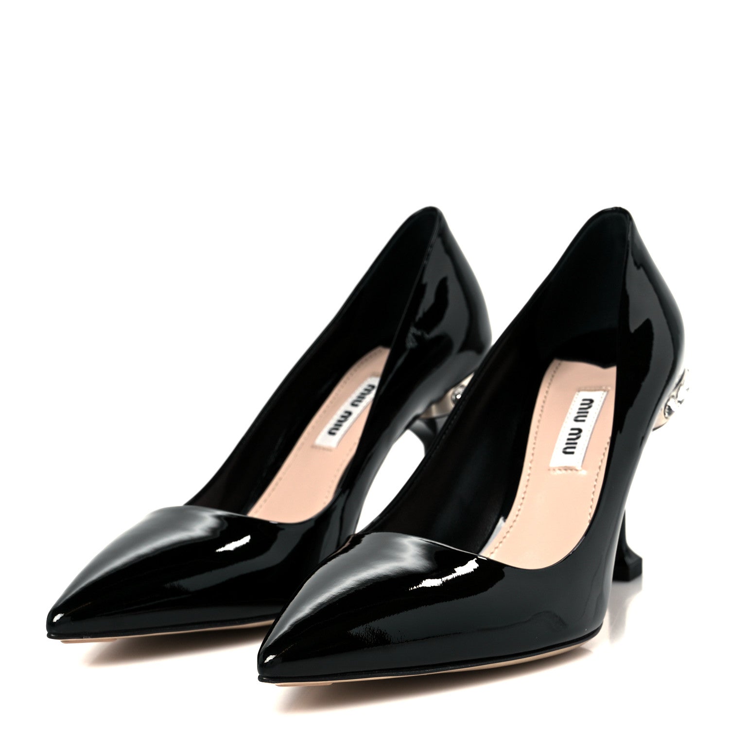 Miu Miu Vernice Crystal Pumps 37 Black 4 of 9