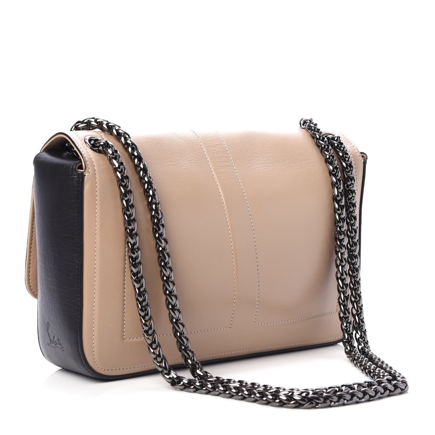 Christian Louboutin Soft Calfskin Small Sweety Charity Shoulder Bag Nude Black 3 of 9
