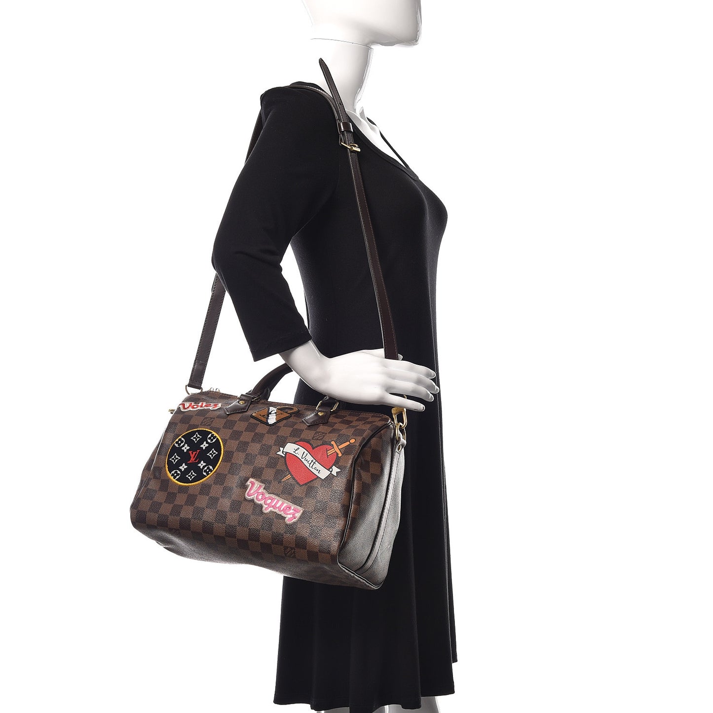 Damier Ebene Patches Speedy Bandouliere 30