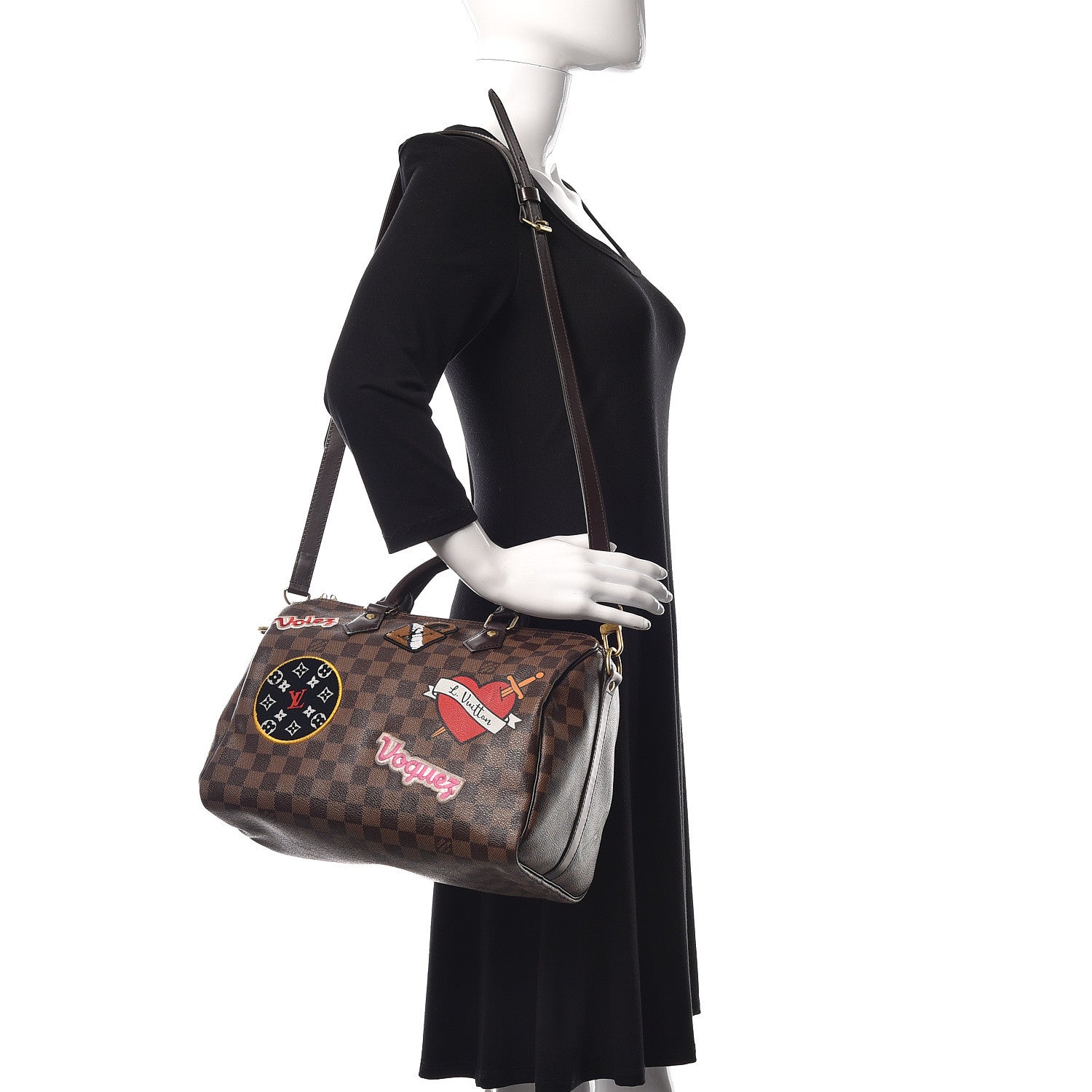 Louis Vuitton Damier Ebene Patches Speedy Bandouliere 30 2 of 9