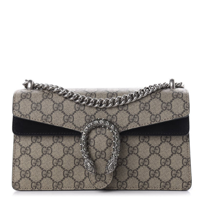 Gucci GG Supreme Monogram Suede Crystal Small Dionysus Shoulder Bag Beige Ebony Black 1 of 11