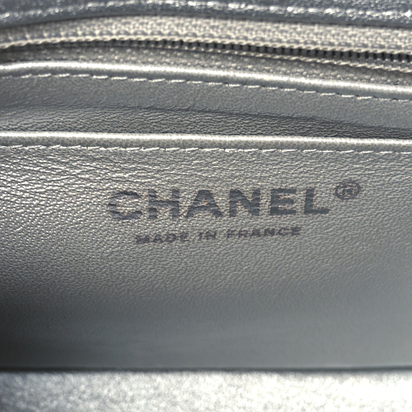 Metallic Lambskin Quilted Mini Square Flap Silver