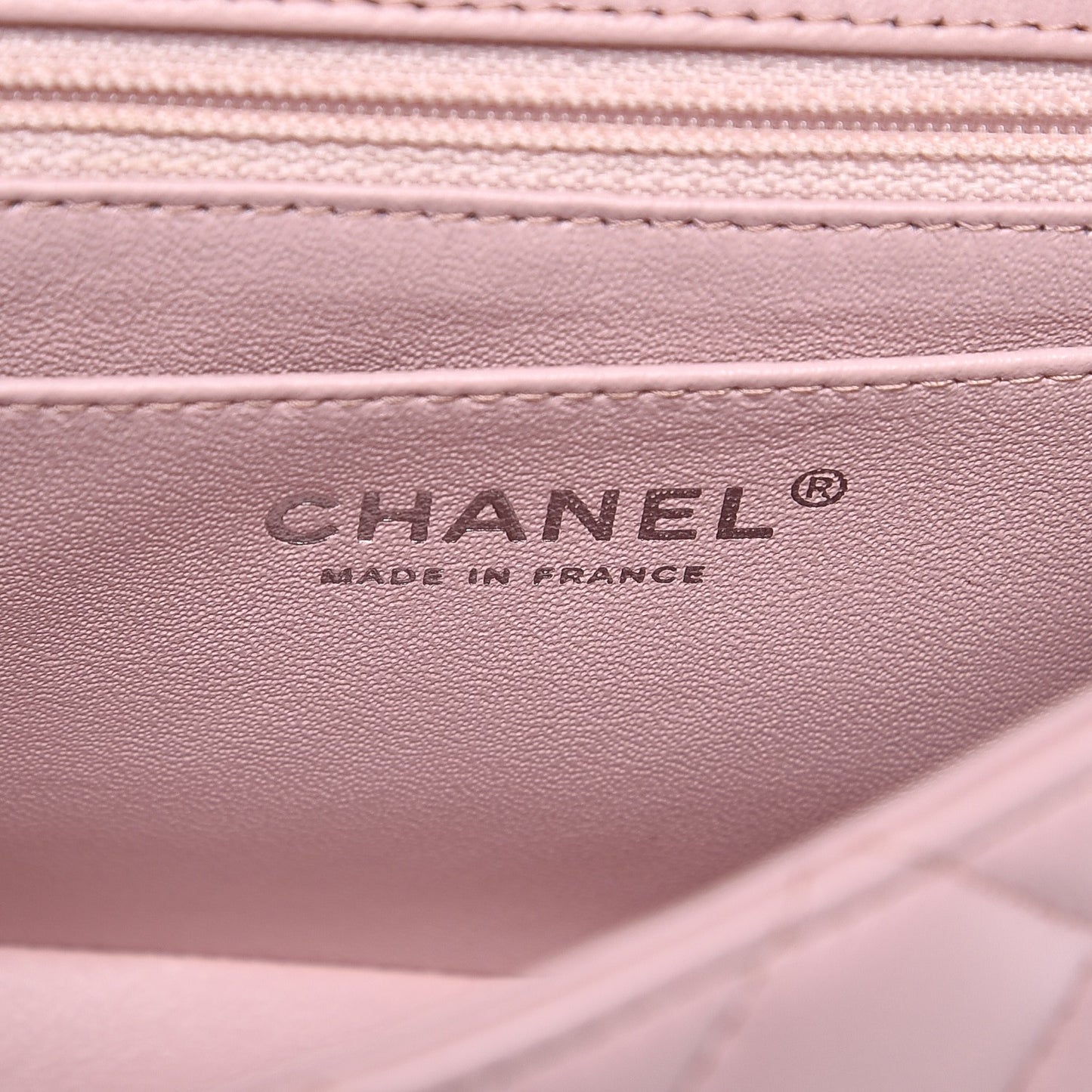 Lambskin Quilted Mini Square Flap Light Pink