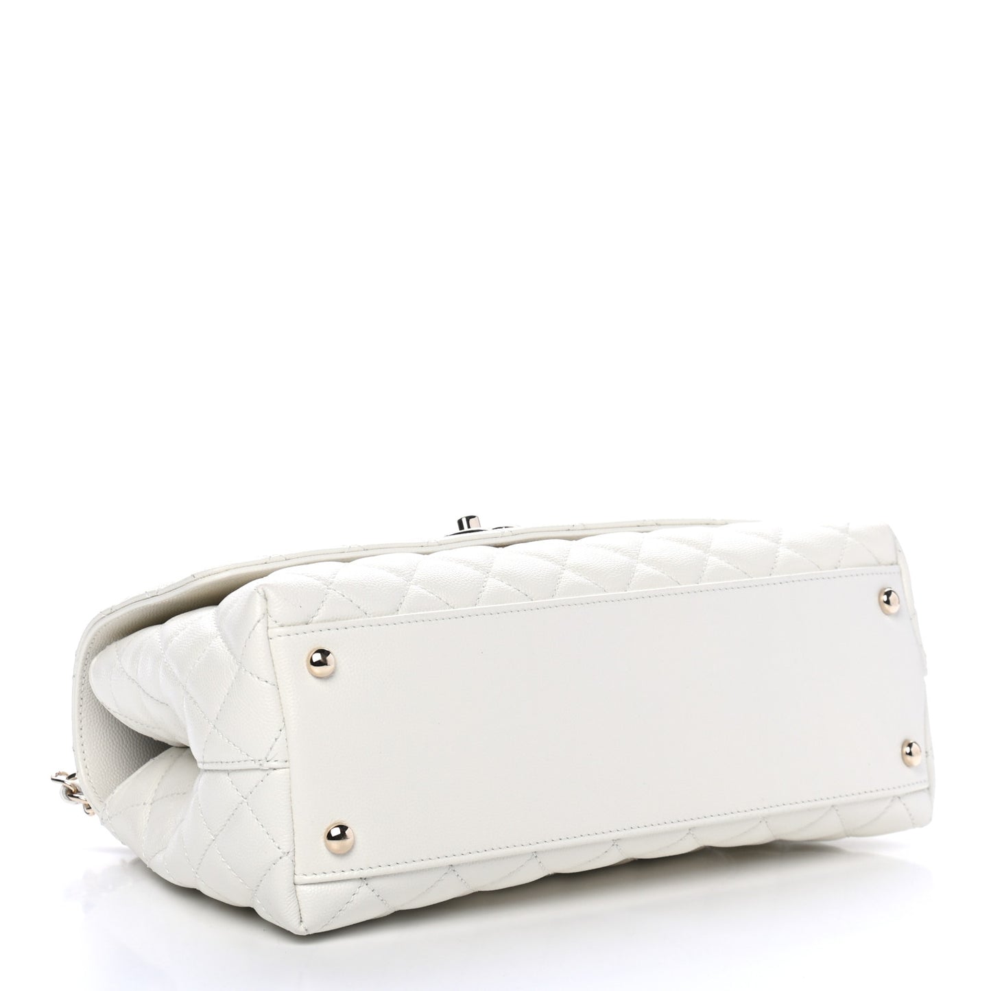 Caviar Quilted Medium Coco Handle Flap White