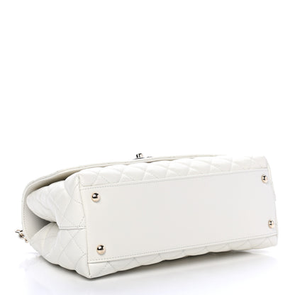Chanel Caviar Quilted Medium Coco Handle Flap White 3 of 4
