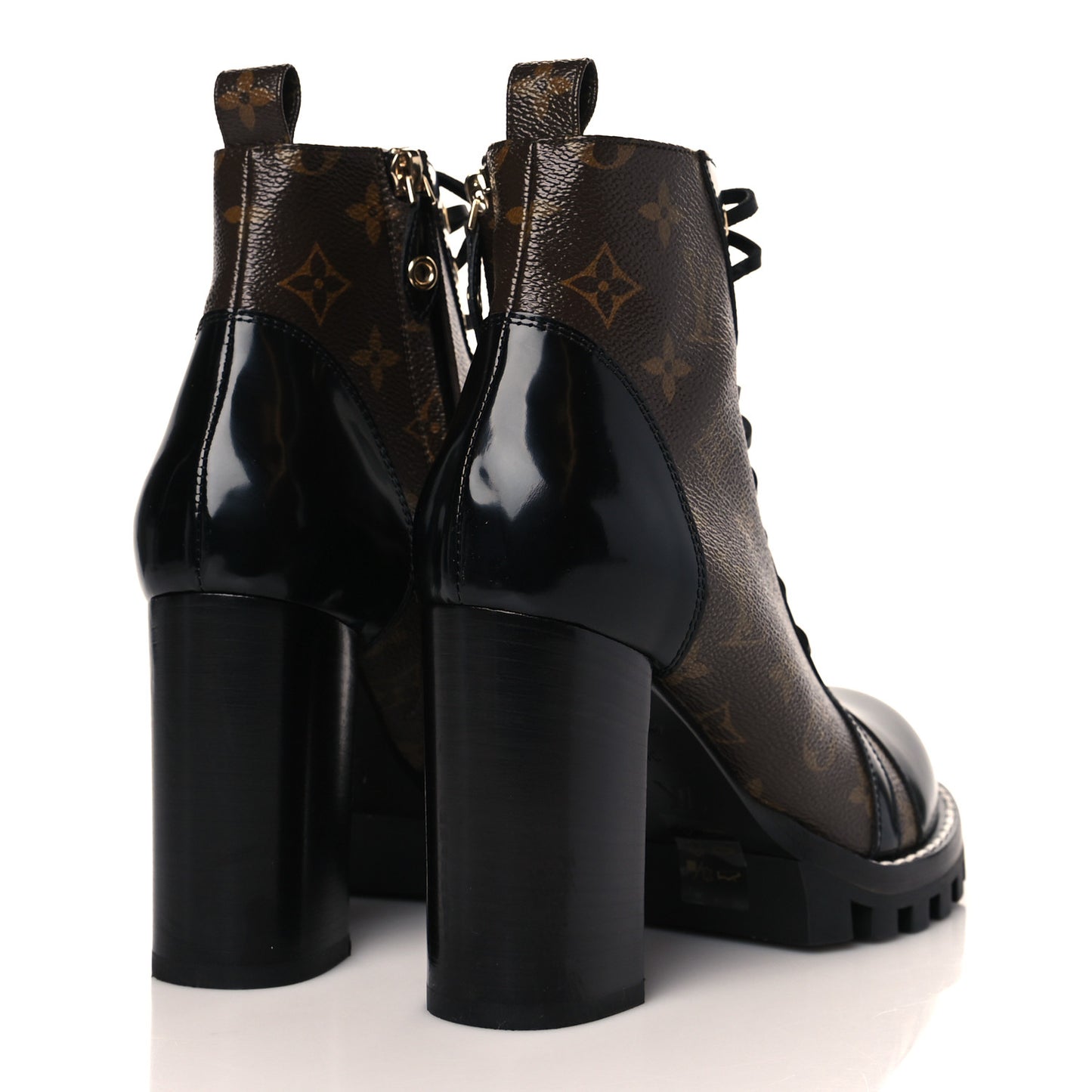 Patent Calfskin Monogram Star Trail Ankle Boots 40 Black