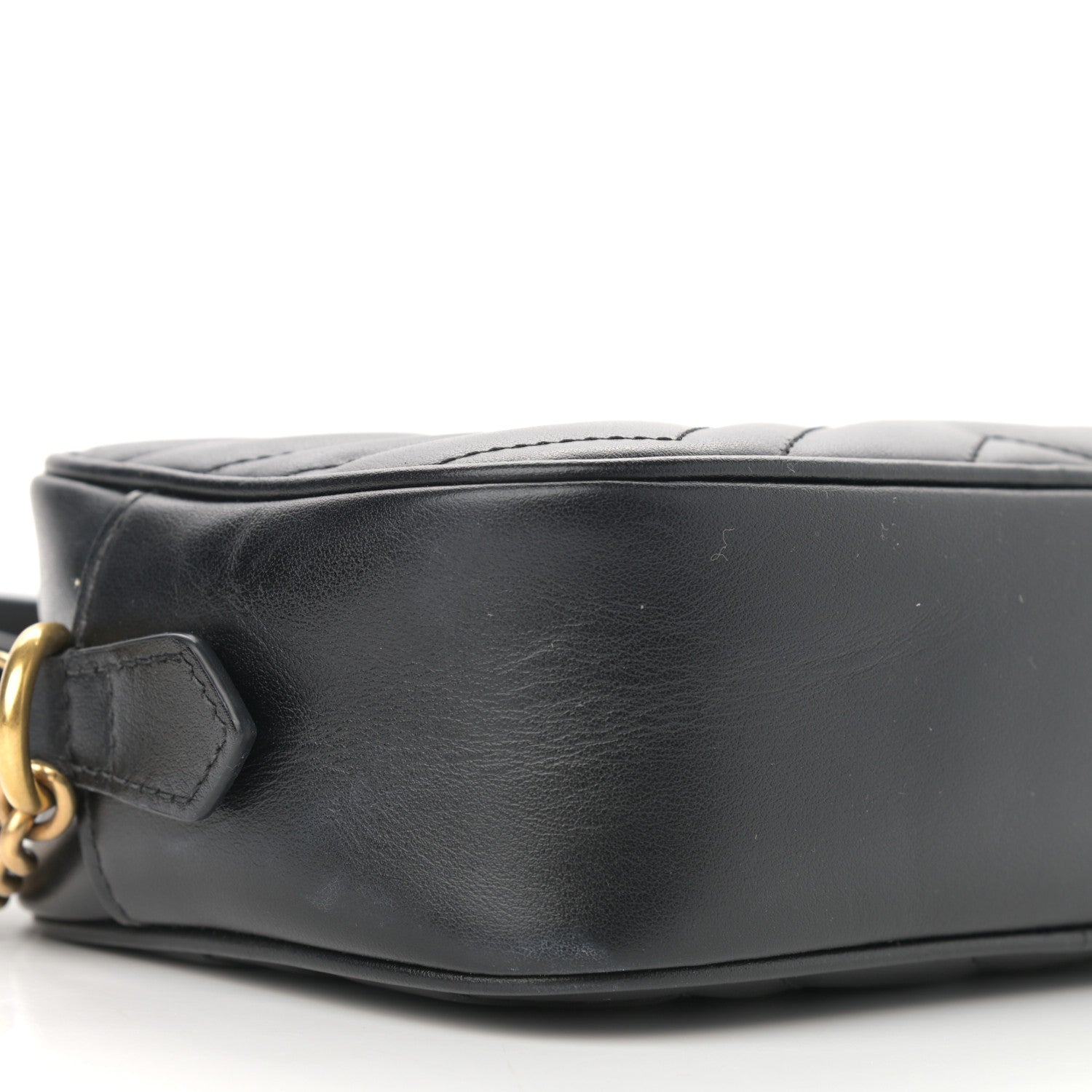 Gucci Calfskin Matelasse Mini GG Marmont Chain Shoulder Bag Black 9 of 13
