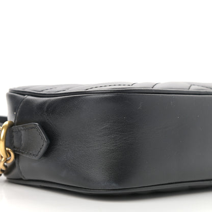 Gucci Calfskin Matelasse Mini GG Marmont Chain Shoulder Bag Black 9 of 13