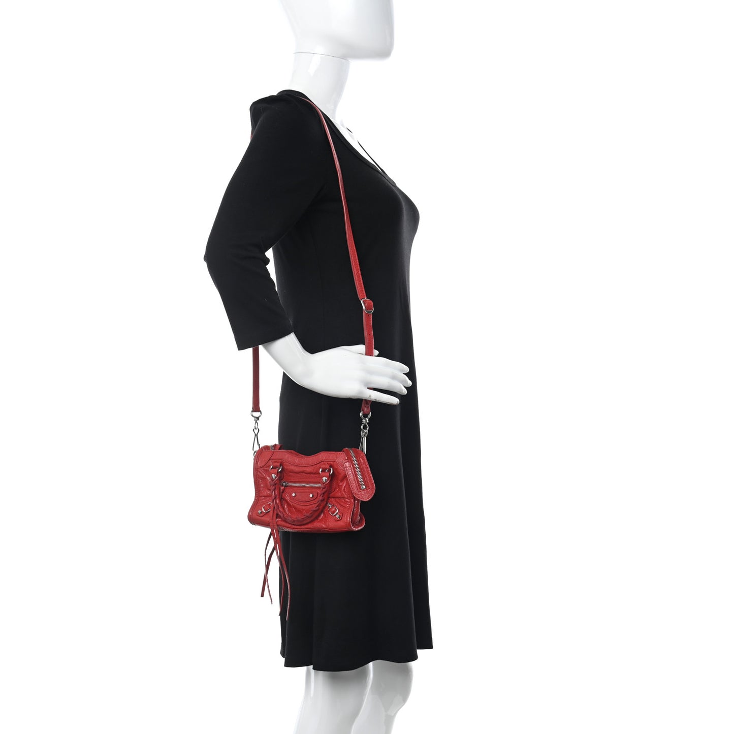 Agneau Classic Silver Hardware Nano City Rouge Groseille