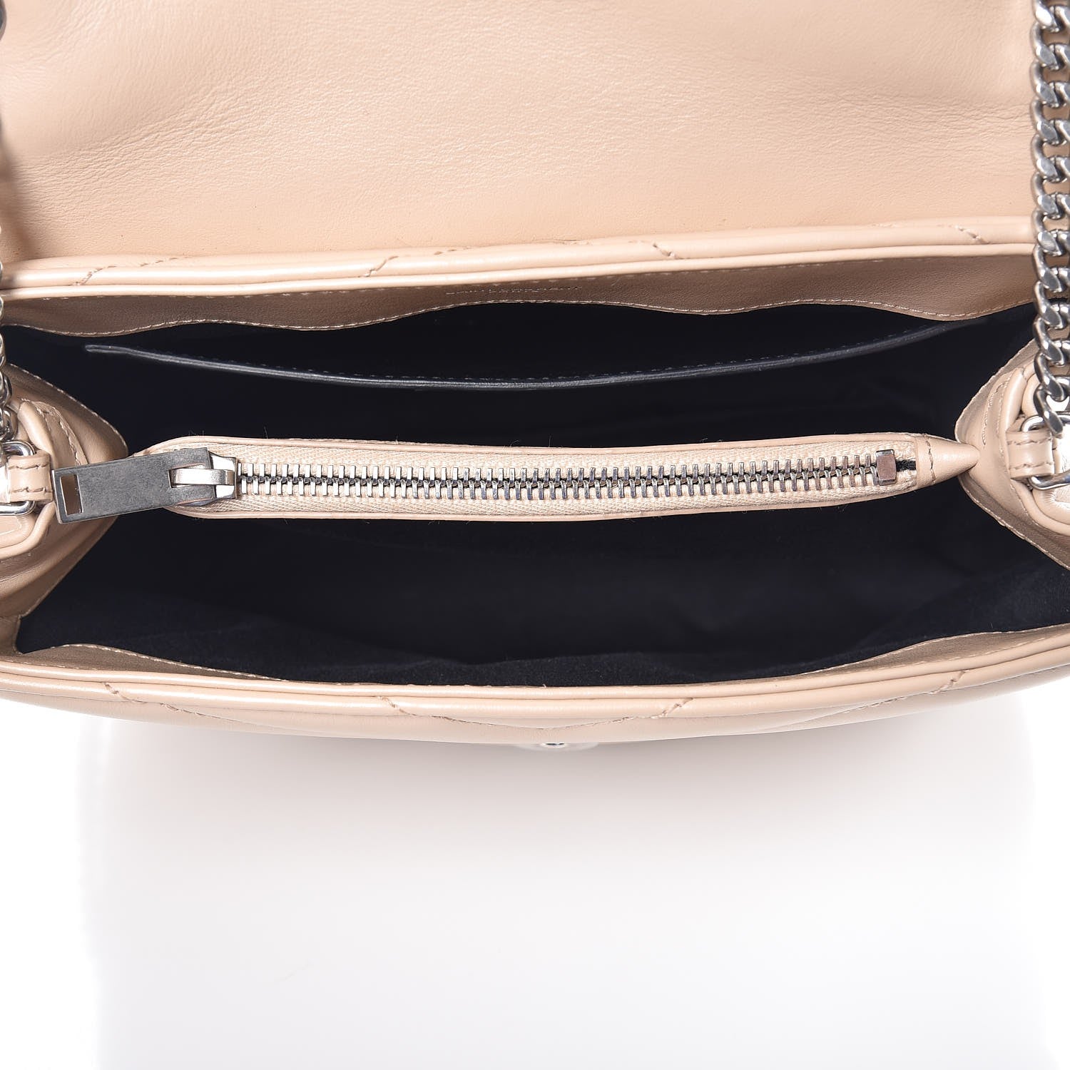 Saint Laurent Calfskin Y Quilted Monogram Small Loulou Chain Satchel Nude Powder 5 of 9