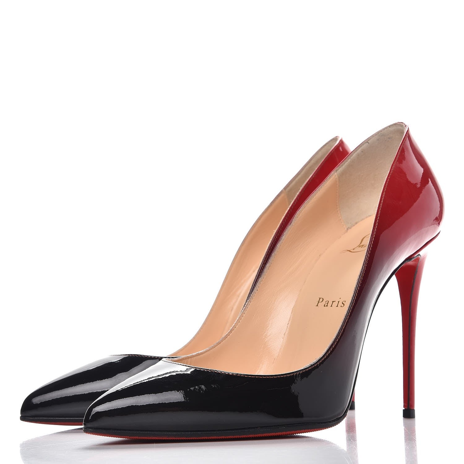 Christian Louboutin Patent Degrade Pigalle Follies 100 Pumps 38 Black Red 3 of 11