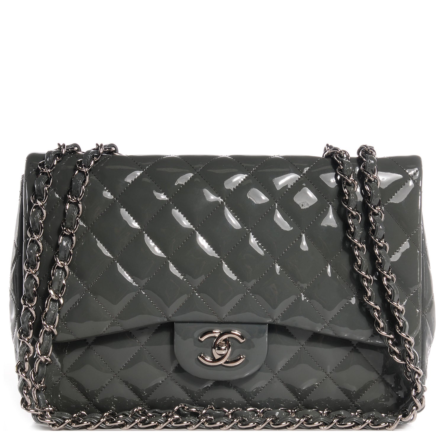 Chanel Patent Jumbo Single Flap Grey 1 of 8