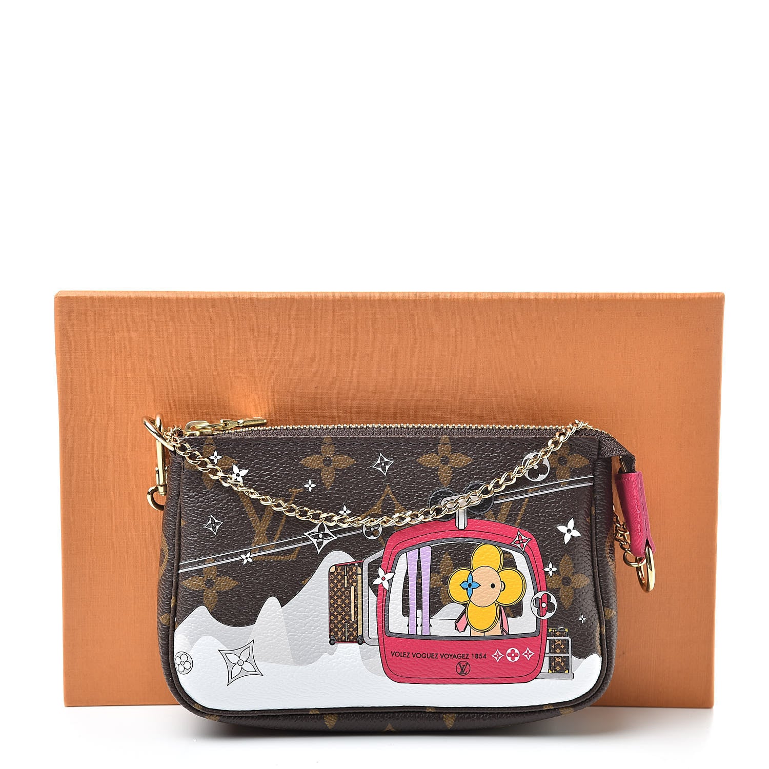 Louis Vuitton Monogram 2019 Christmas Animation Mini Courchevel Pochette Accessories Fuchsia 8 of 8