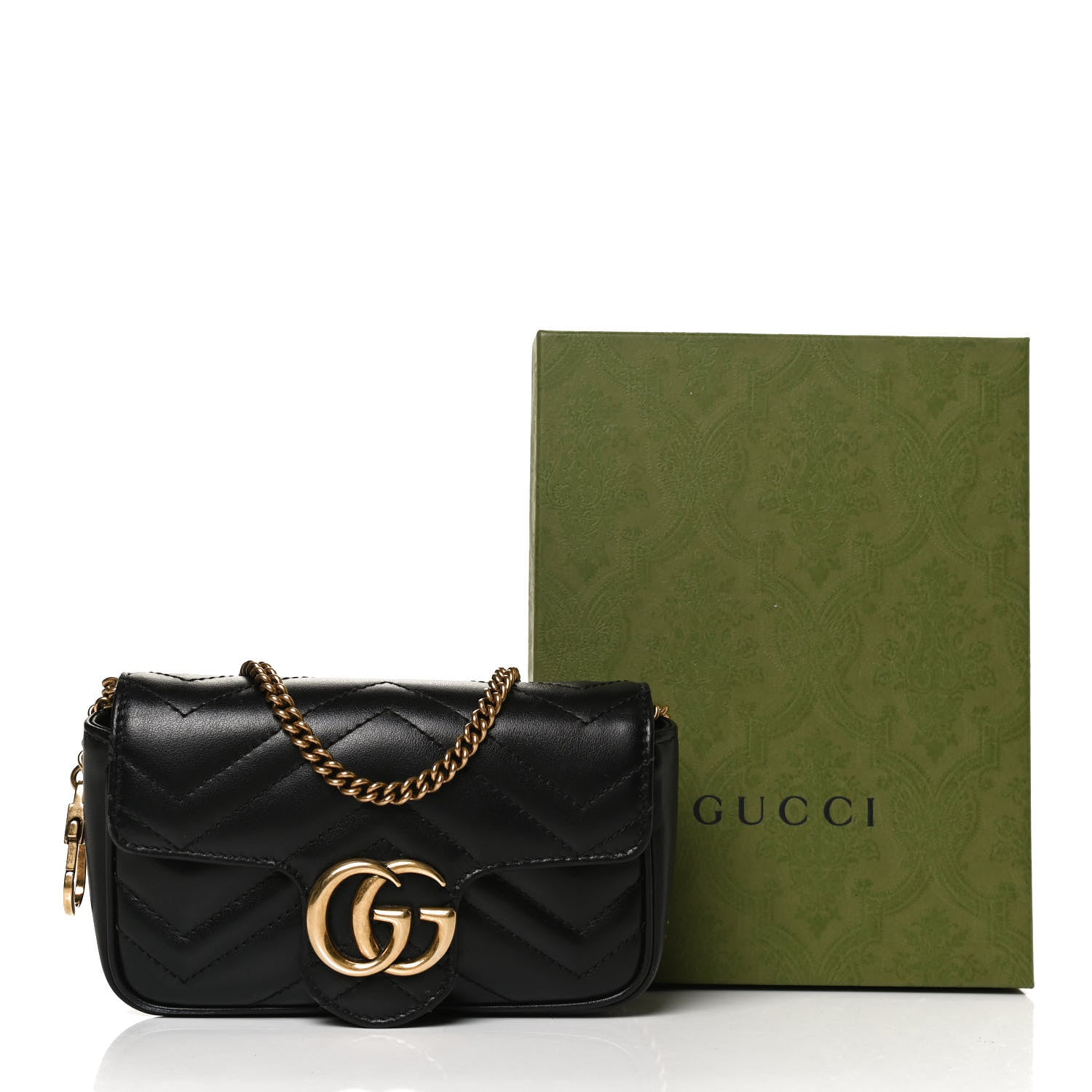 Gucci Calfskin Matelasse Super Mini GG Marmont Shoulder Bag Black 13 of 13