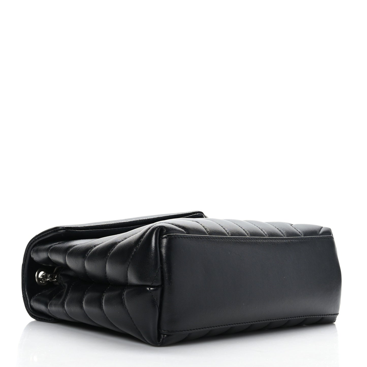 Calfskin Y Quilted Monogram Small Loulou Chain Satchel Black